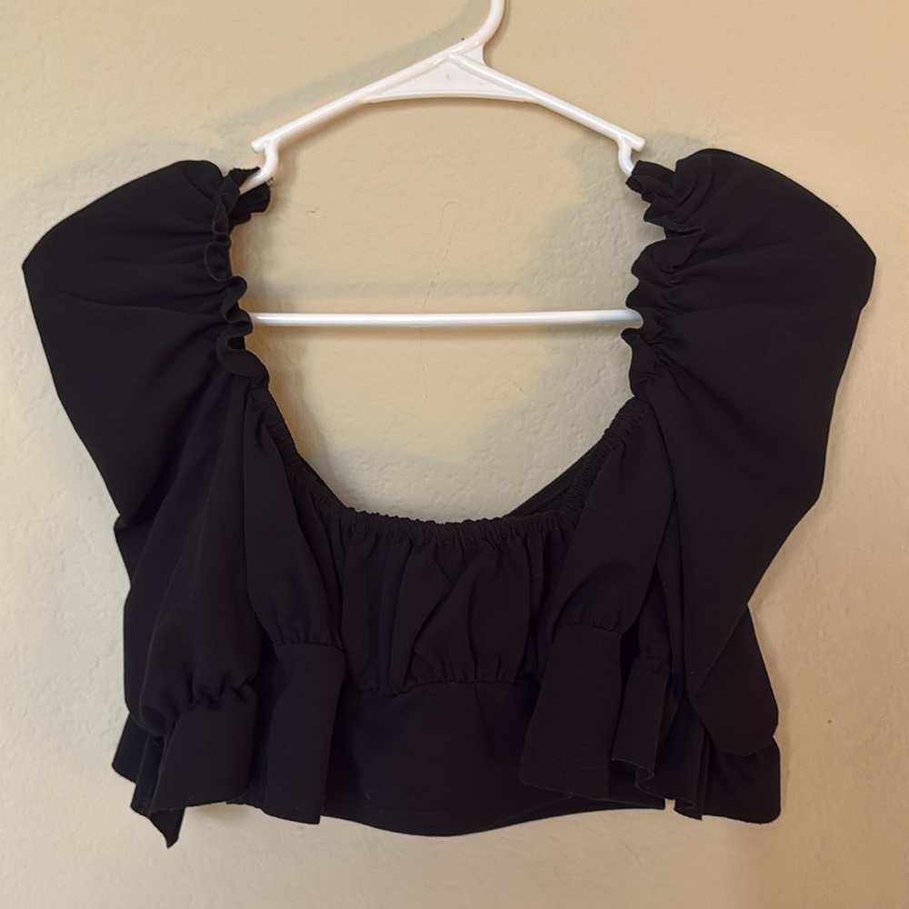 Square Were You Puff Sleeve Crop Top T17 - Picture 4 of 6